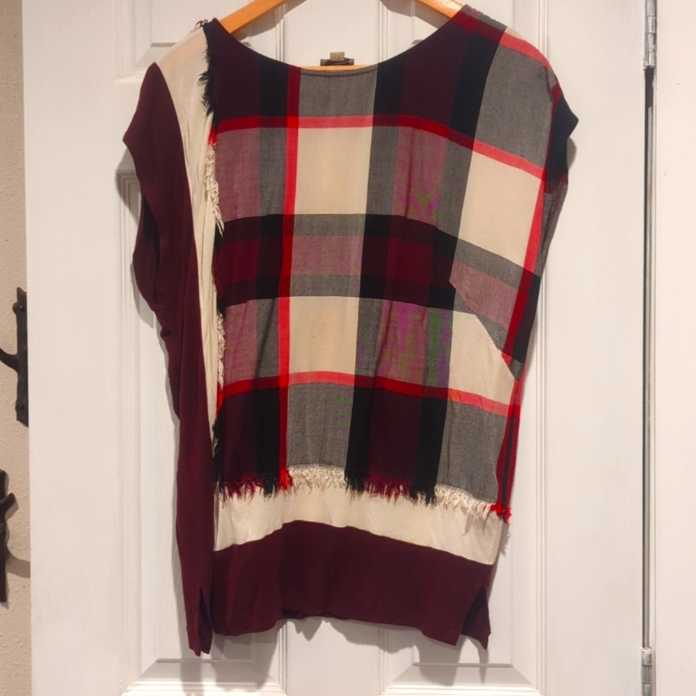 Fall Anthropology lightweight plaid sleeveless top